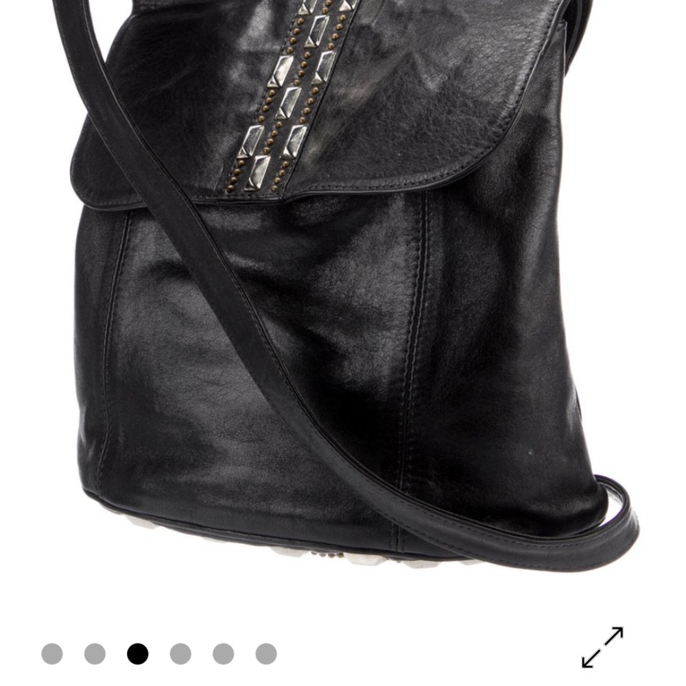 Colleen Cordero black leather lk NEW sling bag embellished crystal gold studded